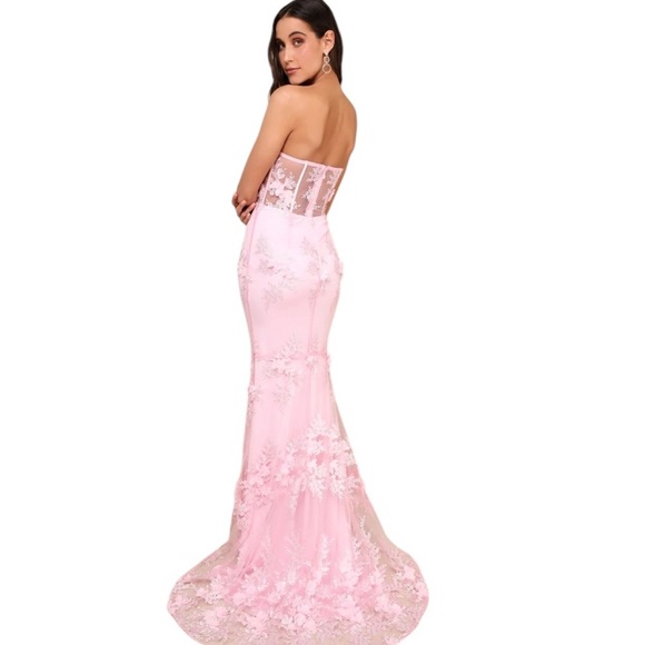 Lulus Radiant Expectations Pink Embroidered Floral Bustier Maxi Dress Size XS - Picture 3 of 17